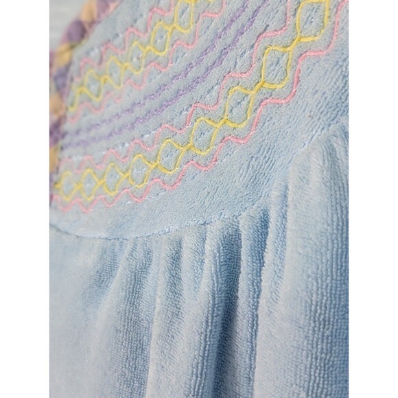 Intimate Appeal Terry Cloth Robe Housecoat XL Petite Blue Snap Front Duster S/S - Picture 5 of 11